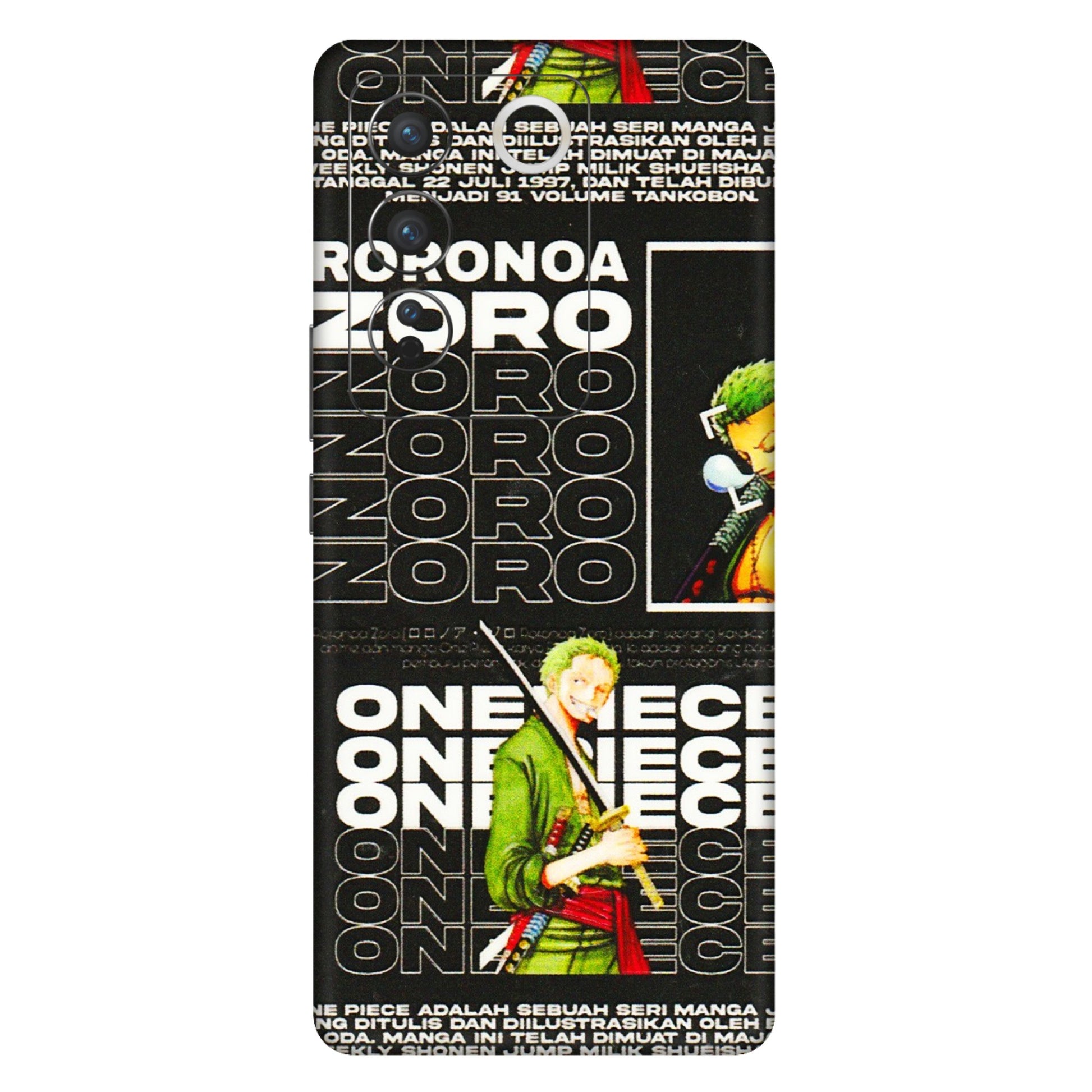 VIVO Z/V/X/T/U/S Series Phone Skins (All Models) - One Piece Zoro - 3D Embossed Finish (L-250) Vivo V27 Pro (5G)