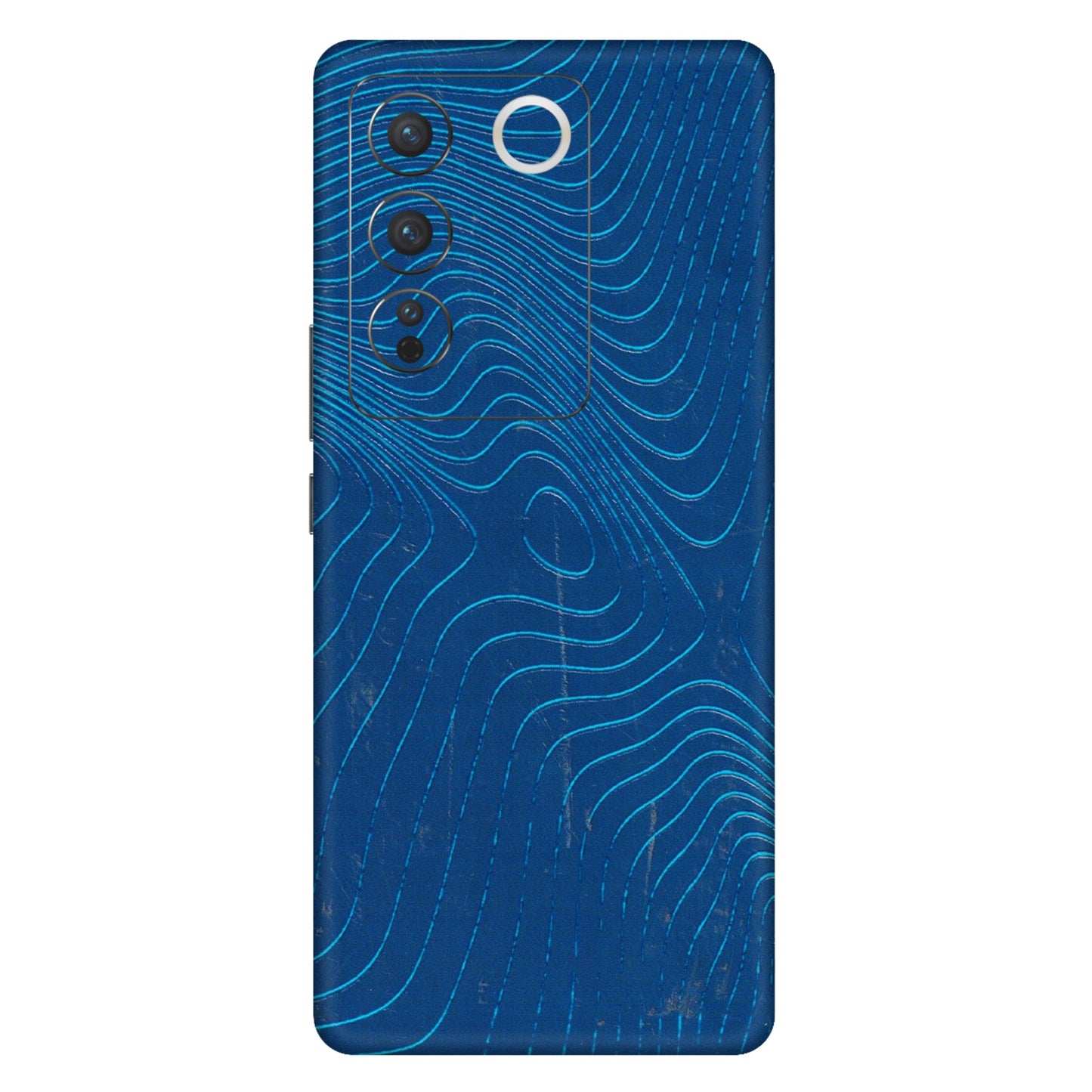 VIVO Z/V/X/T/U/S Series Phone Skins (All Models) - Abstract Blue Line Map - 3D Embossed Finish (L-272) Vivo V27 Pro (5G)