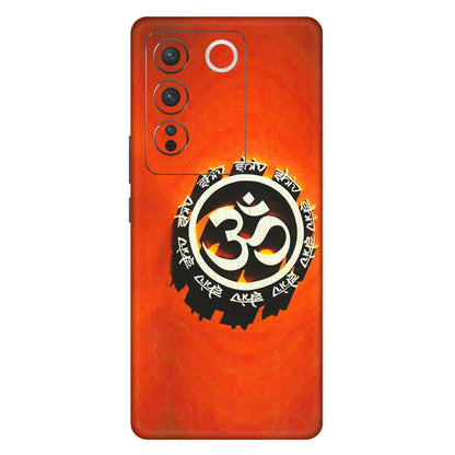 VIVO Z/V/X/T/U/S Series Phone Skins (All Models) - Aum Shiv Orange - 3D Embossed Finish (L-32) Vivo V27 Pro (5G)