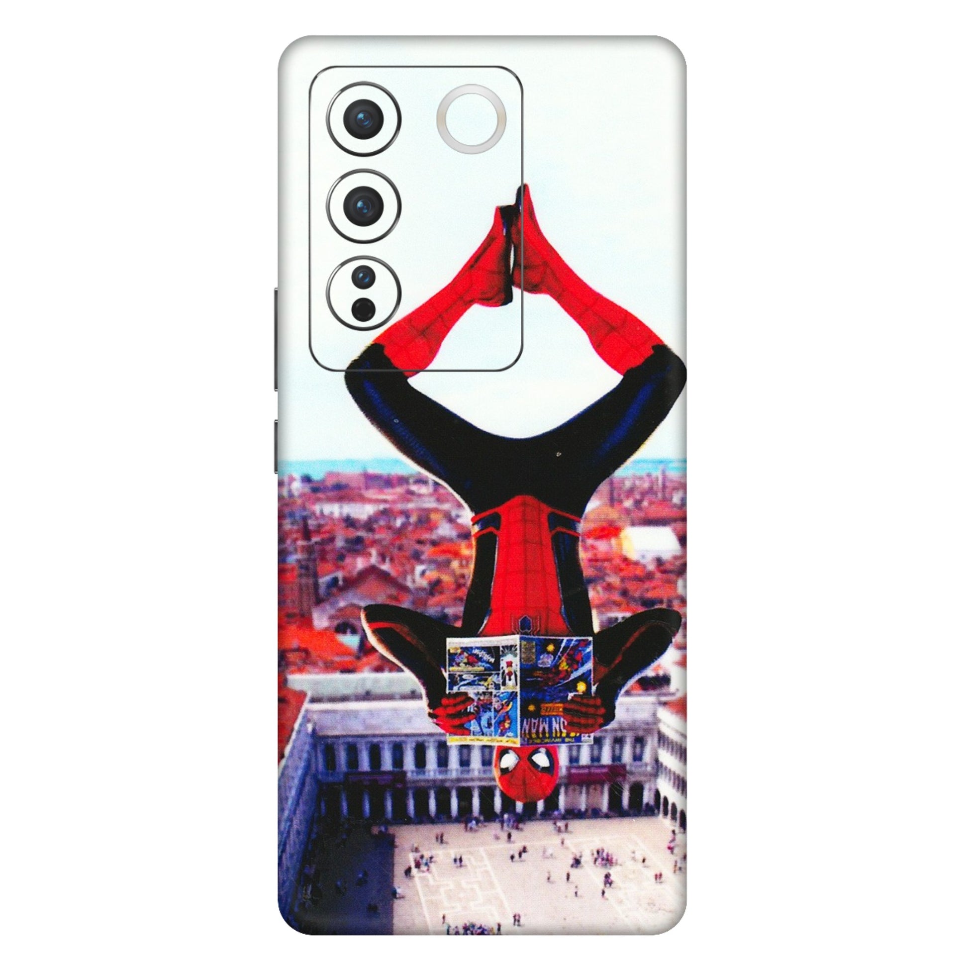 VIVO Z/V/X/T/U/S Series Phone Skins (All Models) - Spiderman Hanging - 3D Embossed Finish (L-53) Vivo V27 Pro (5G)