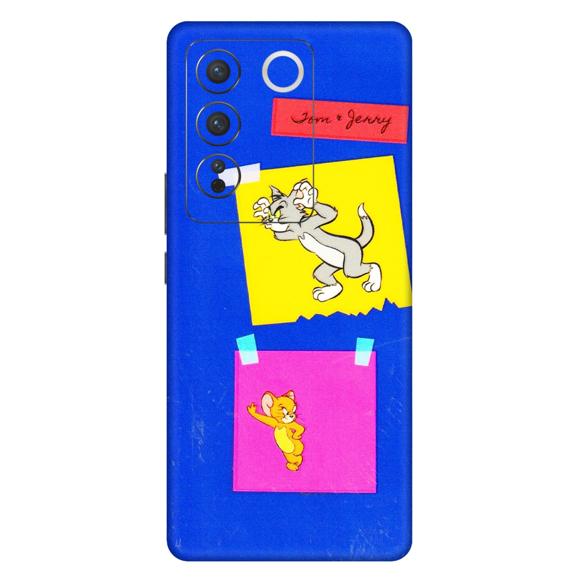 VIVO Z/V/X/T/U/S Series Phone Skins (All Models) - Tom N Jerry Sticky Notes - 3D Embossed Finish (L-88) Vivo V27 Pro (5G)