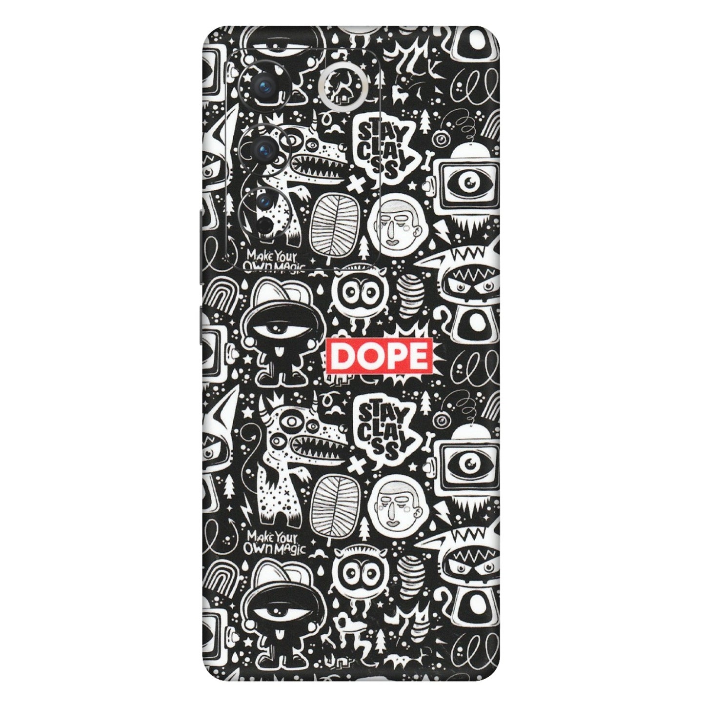 VIVO Z/V/X/T/U/S Series Phone Skins (All Models) - Dope Stay Classy Black Doodles - Matte Finish (M-126) Vivo V27 Pro (5G)