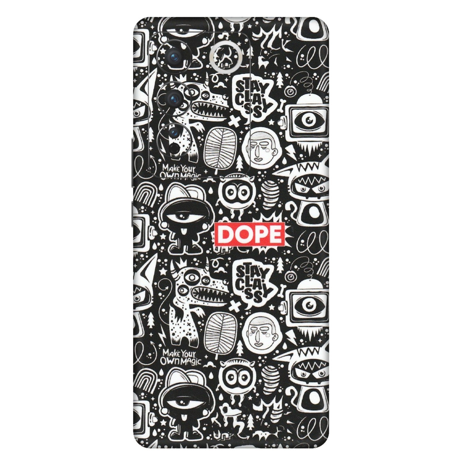 VIVO Z/V/X/T/U/S Series Phone Skins (All Models) - Dope Stay Classy Black Doodles - Matte Finish (M-126) Vivo V27 Pro (5G)