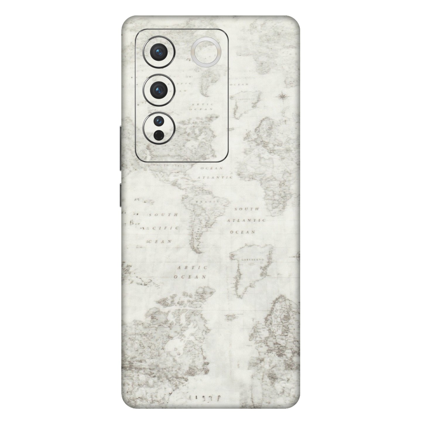 VIVO Z/V/X/T/U/S Series Phone Skins (All Models) - World Travel Map - Transparent Finish (T-04) Vivo V27 Pro (5G)