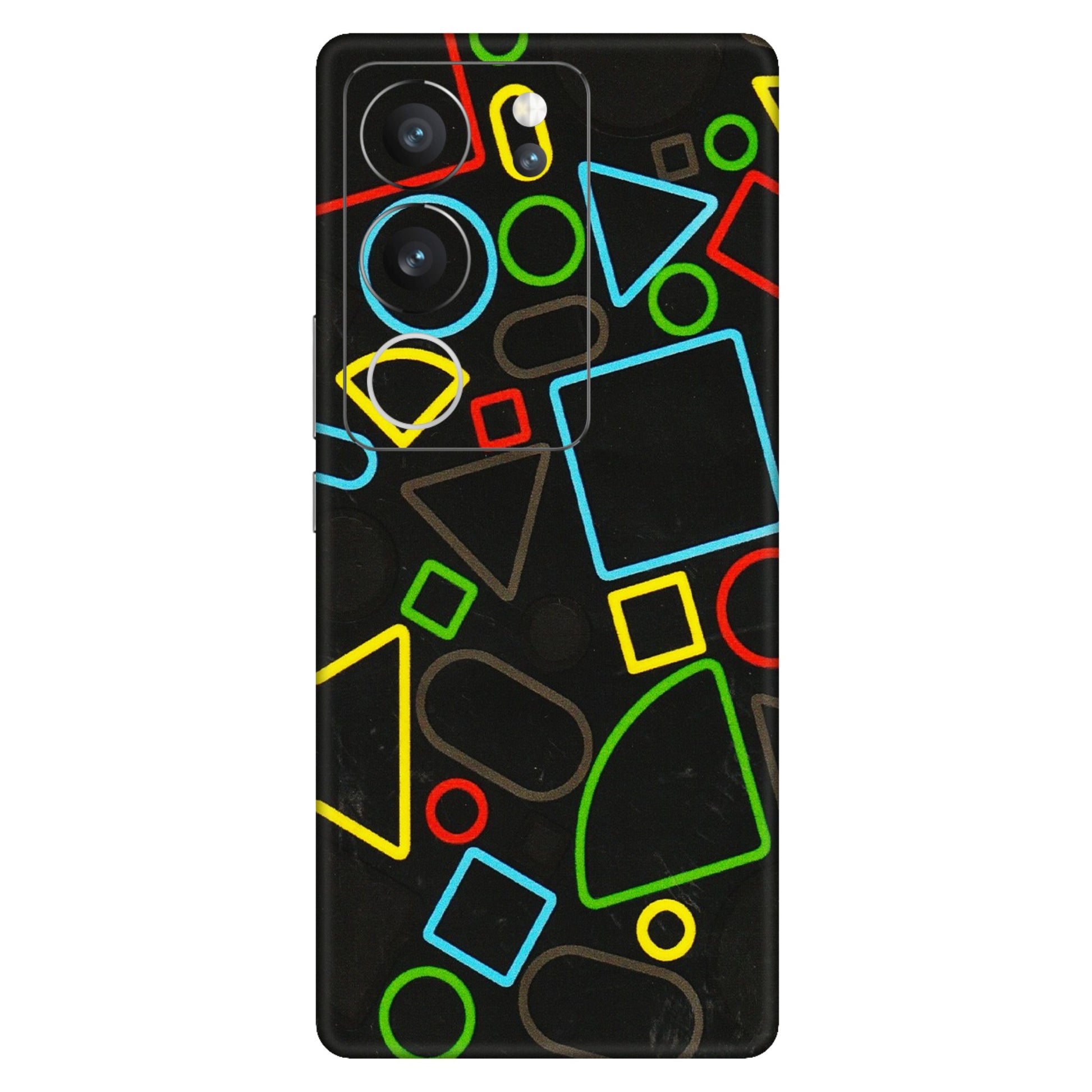 VIVO Z/V/X/T/U/S Series Phone Skins (All Models) - Black Shapes - 3D Embossed Finish (L-131) Vivo V29 (5G)