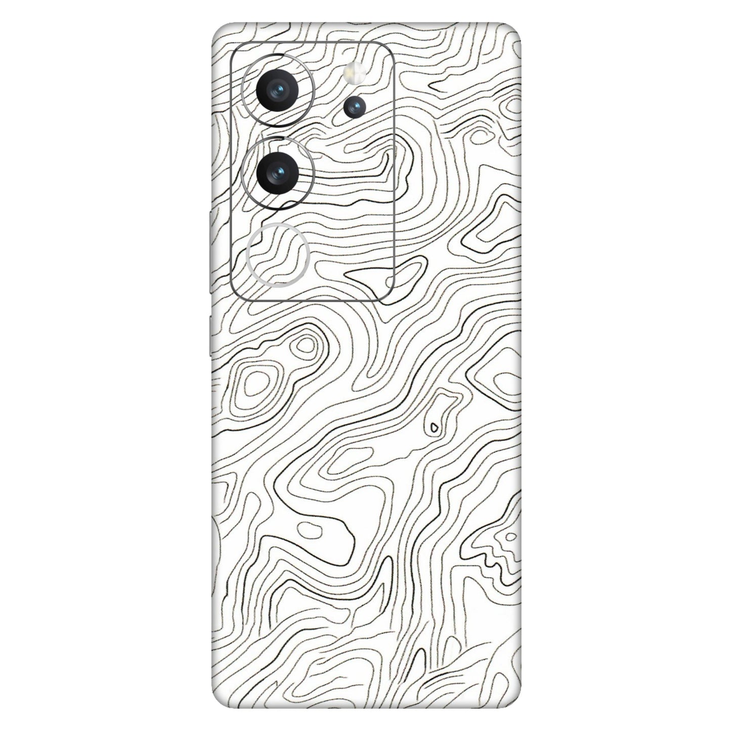 VIVO Z/V/X/T/U/S Series Phone Skins (All Models) - White Black Swirls - 3D Embossed Finish (L-219) Vivo V29 (5G)