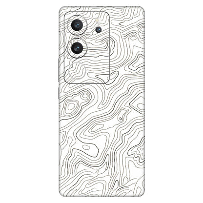 VIVO Z/V/X/T/U/S Series Phone Skins (All Models) - White Black Swirls - 3D Embossed Finish (L-219) Vivo V29 (5G)