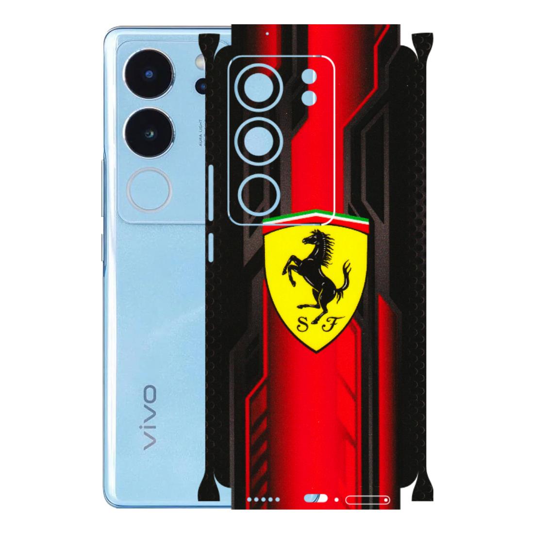 VIVO Z/V/X/T/U/S Series Phone Skins (All Models) - Black Ferrari Logo - 3D Embossed Finish (L-253) Vivo V29 (5G)