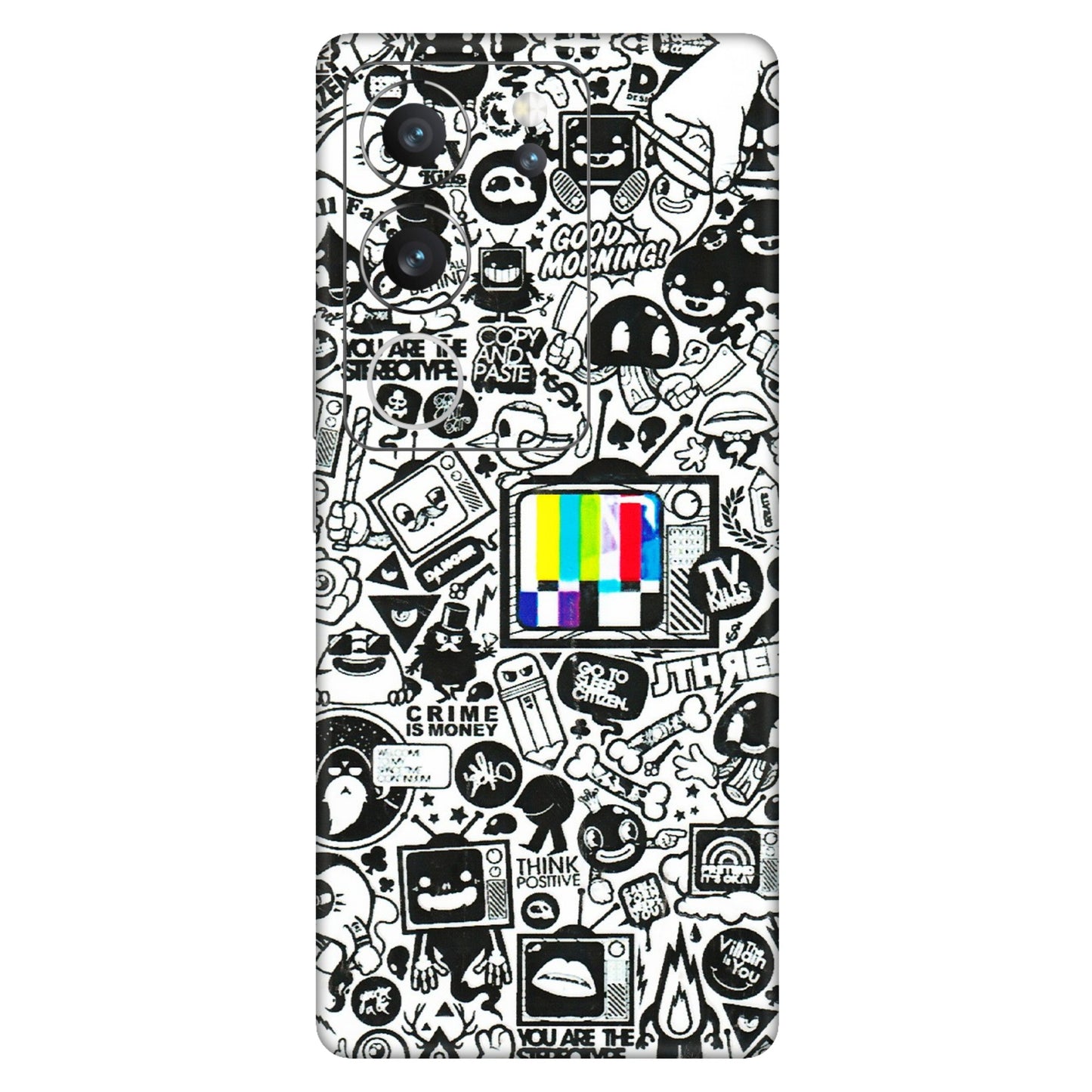 VIVO Z/V/X/T/U/S Series Phone Skins (All Models) - Doodles Positive Art - 3D Embossed Finish (L-263) Vivo V29 (5G)