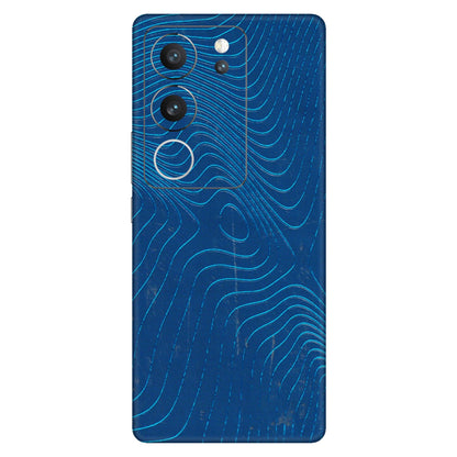 VIVO Z/V/X/T/U/S Series Phone Skins (All Models) - Abstract Blue Line Map - 3D Embossed Finish (L-272) Vivo V29 (5G)
