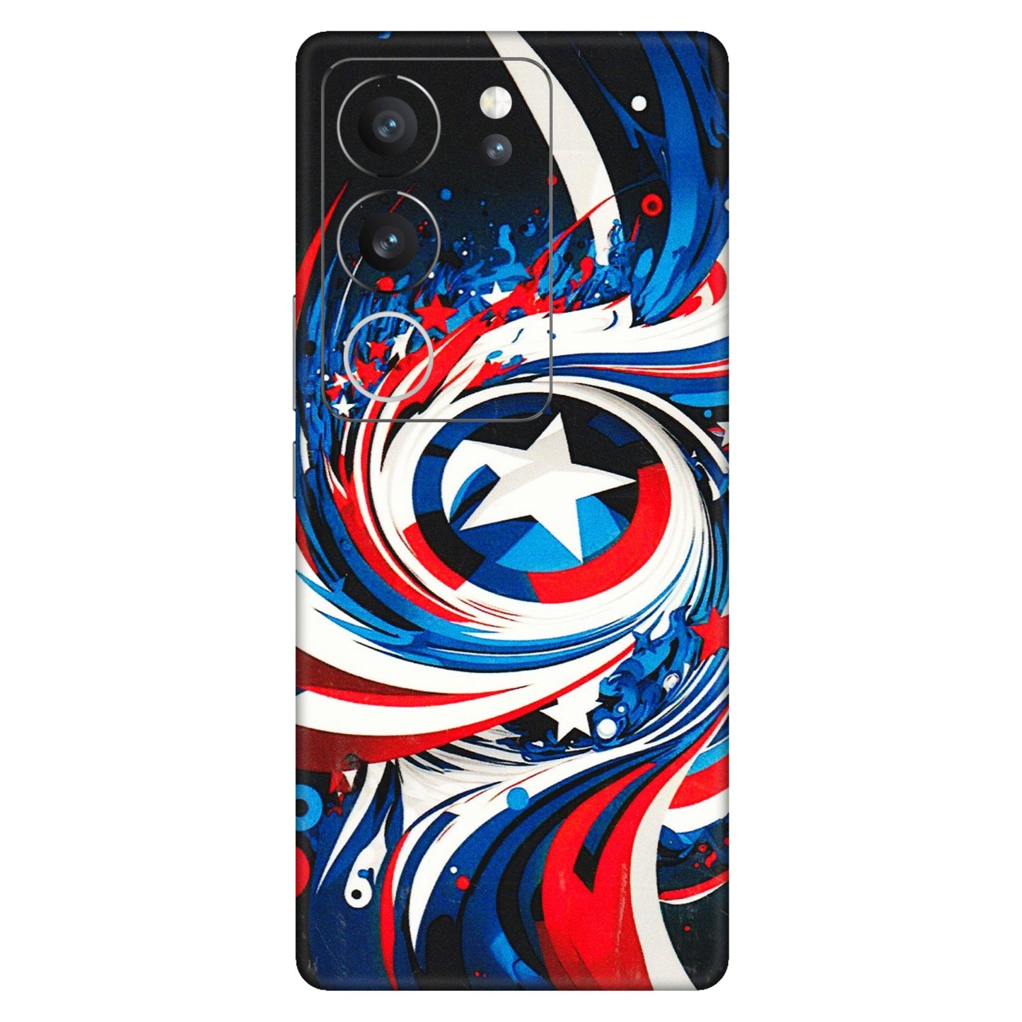 VIVO Z/V/X/T/U/S Series Phone Skins (All Models) - Captain America Logo - 3D Embossed Finish (L-307) Vivo V29 (5G)