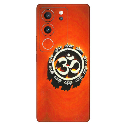VIVO Z/V/X/T/U/S Series Phone Skins (All Models) - Aum Shiv Orange - 3D Embossed Finish (L-32) Vivo V29 (5G)