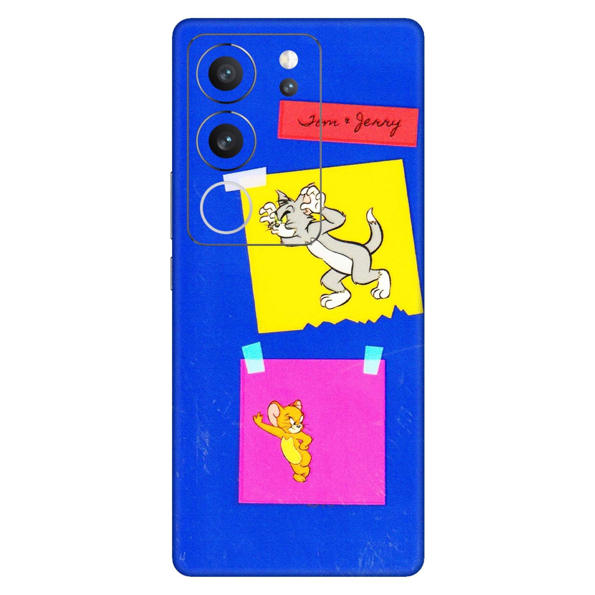 VIVO Z/V/X/T/U/S Series Phone Skins (All Models) - Tom N Jerry Sticky Notes - 3D Embossed Finish (L-88) Vivo V29 (5G)