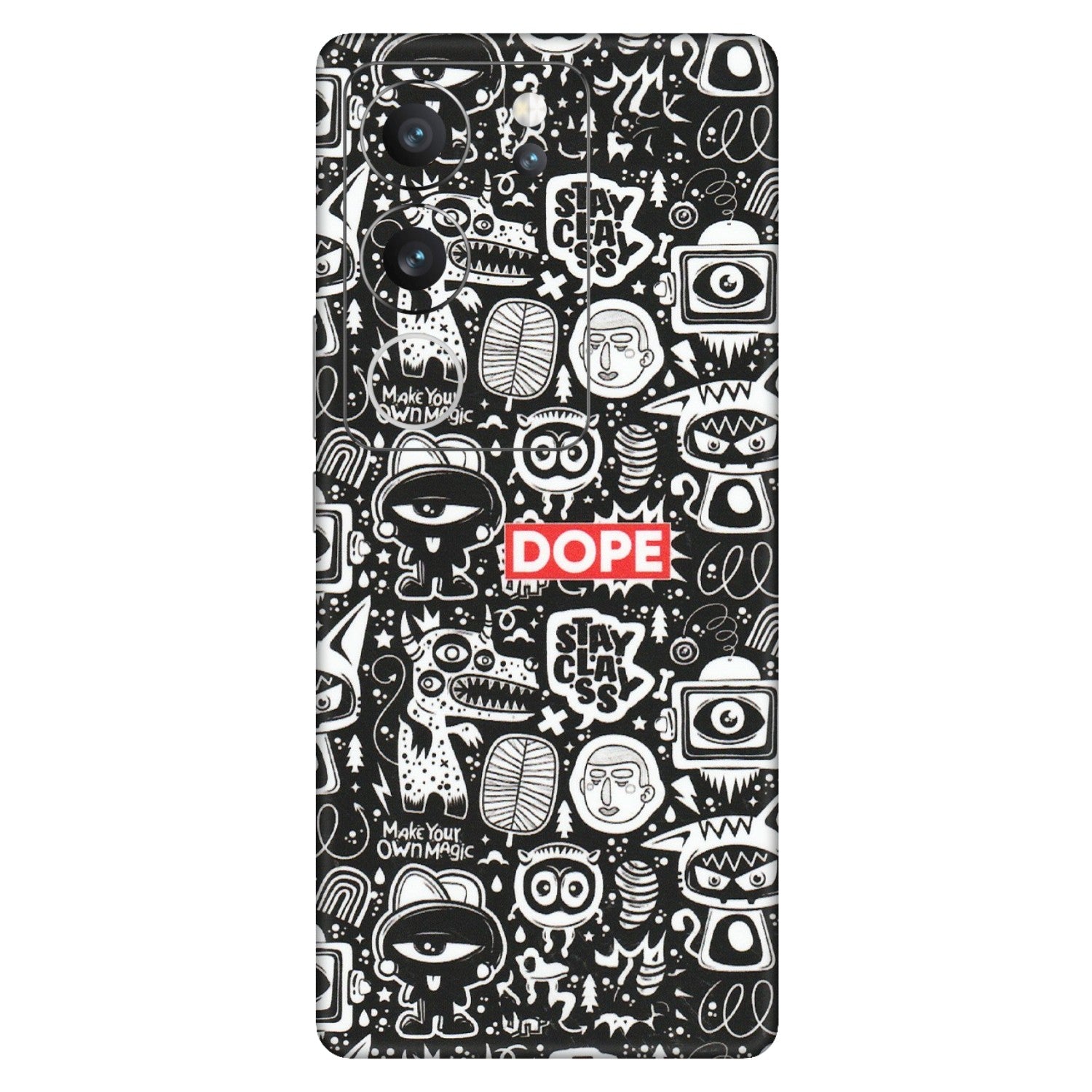 VIVO Z/V/X/T/U/S Series Phone Skins (All Models) - Dope Stay Classy Black Doodles - Matte Finish (M-126) Vivo V29 (5G)