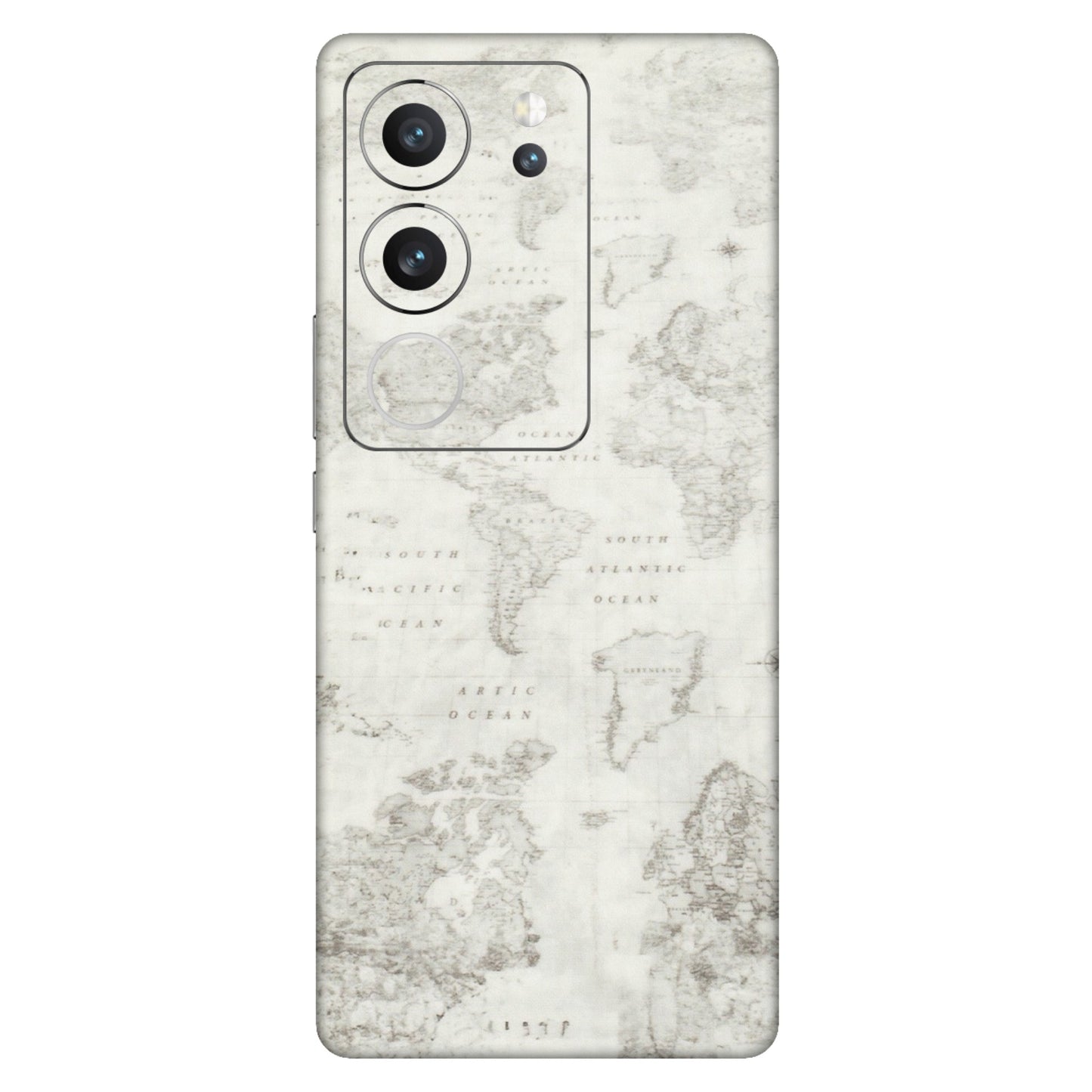 VIVO Z/V/X/T/U/S Series Phone Skins (All Models) - World Travel Map - Transparent Finish (T-04) Vivo V29 (5G)