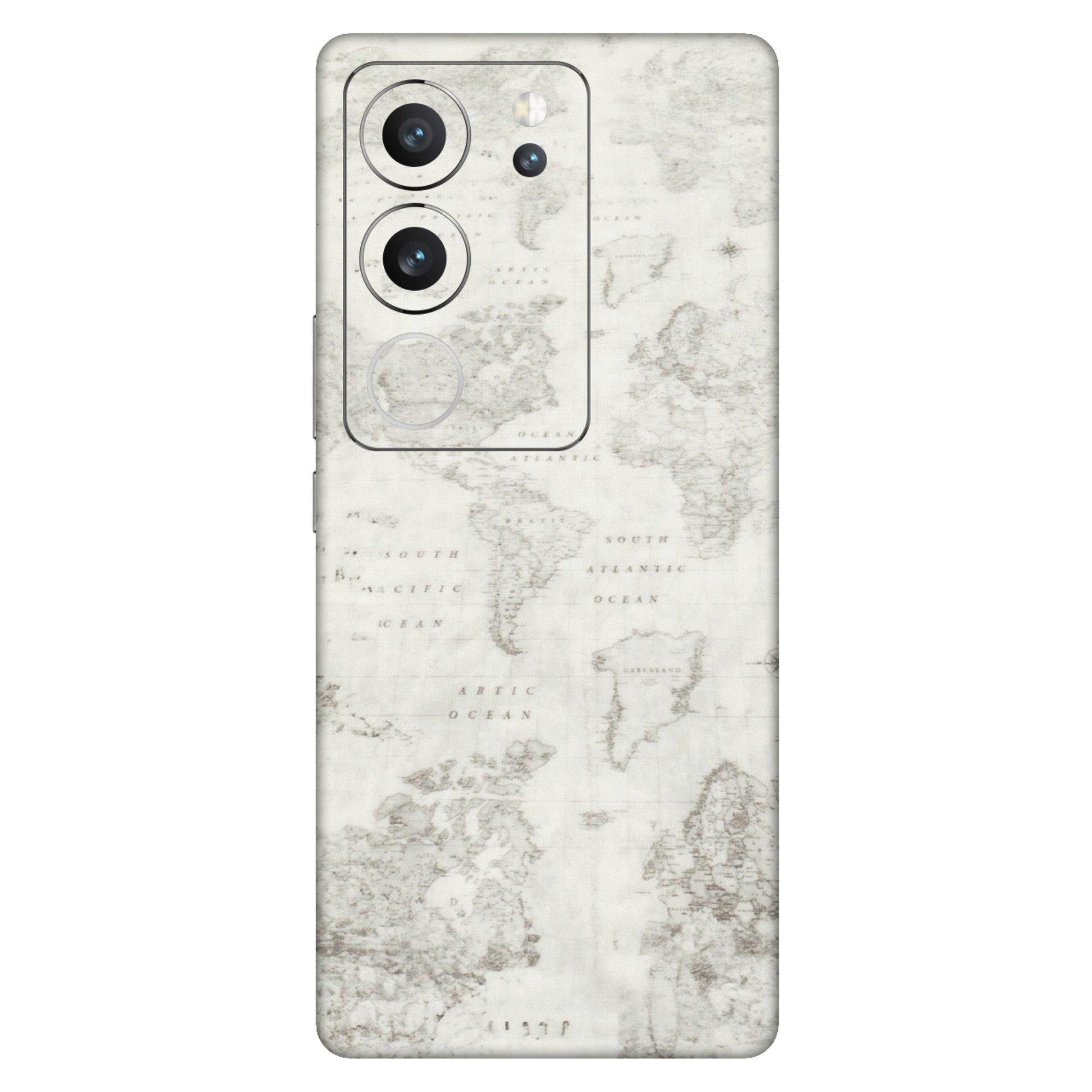 VIVO Z/V/X/T/U/S Series Phone Skins (All Models) - World Travel Map - Transparent Finish (T-04) Vivo V29 (5G)