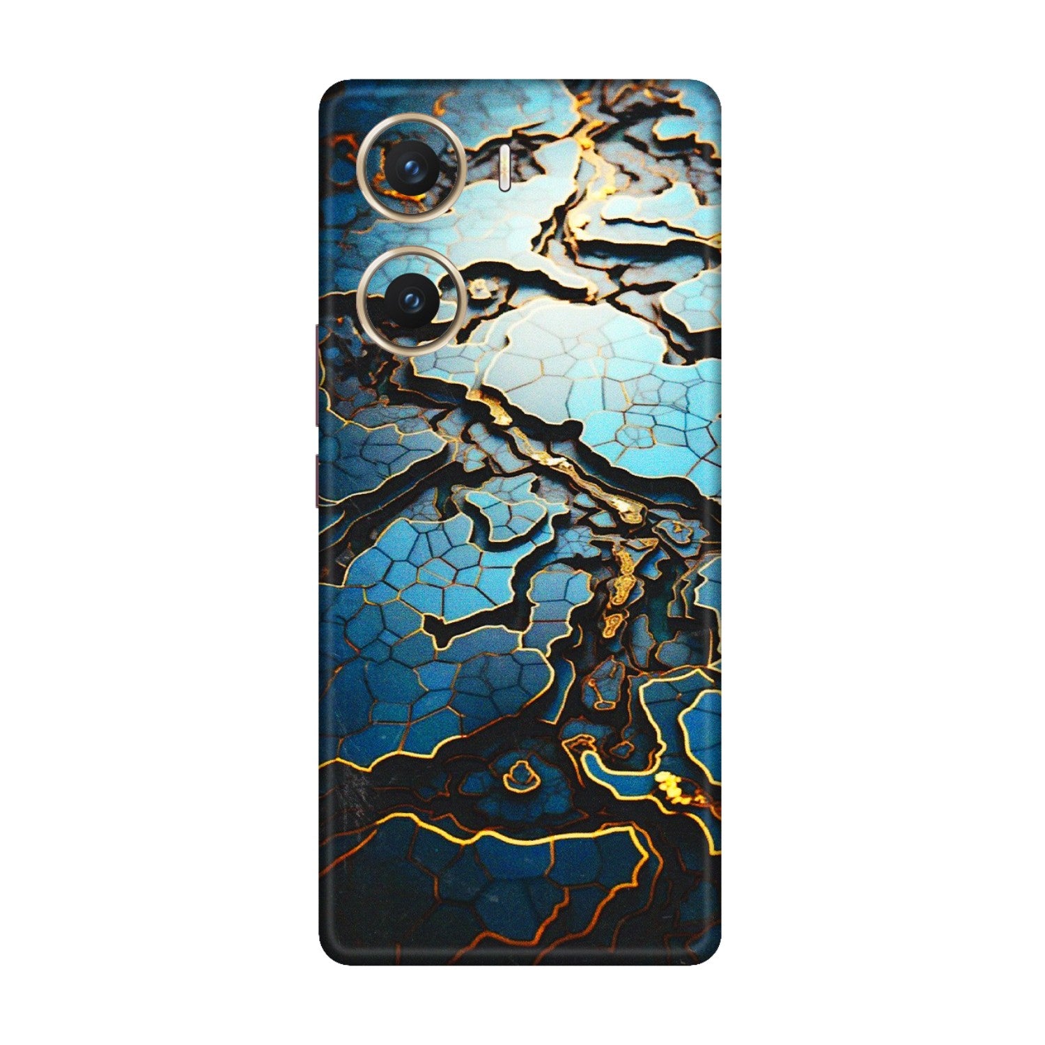 VIVO Z/V/X/T/U/S Series Phone Skins (All Models) - Blue Gold Abstract - 3D Embossed Finish (L-11) Vivo V29e (5G)