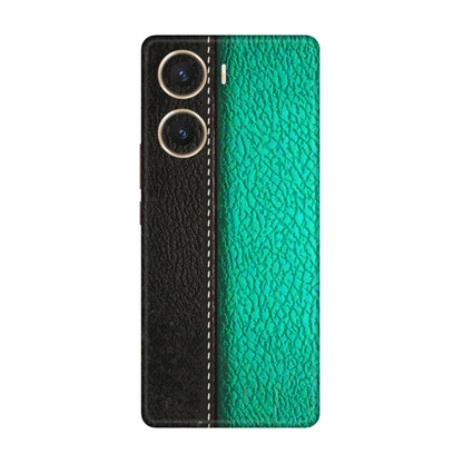 VIVO Z/V/X/T/U/S Series Phone Skins (All Models) - Black Green Dual Leather Stich - 3D Embossed Finish (L-233) Vivo V29e (5G)