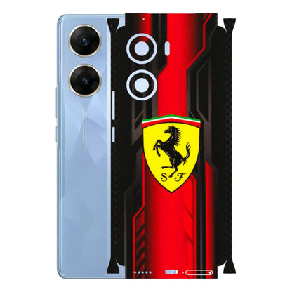 VIVO Z/V/X/T/U/S Series Phone Skins (All Models) - Black Ferrari Logo - 3D Embossed Finish (L-253) Vivo V29e (5G)