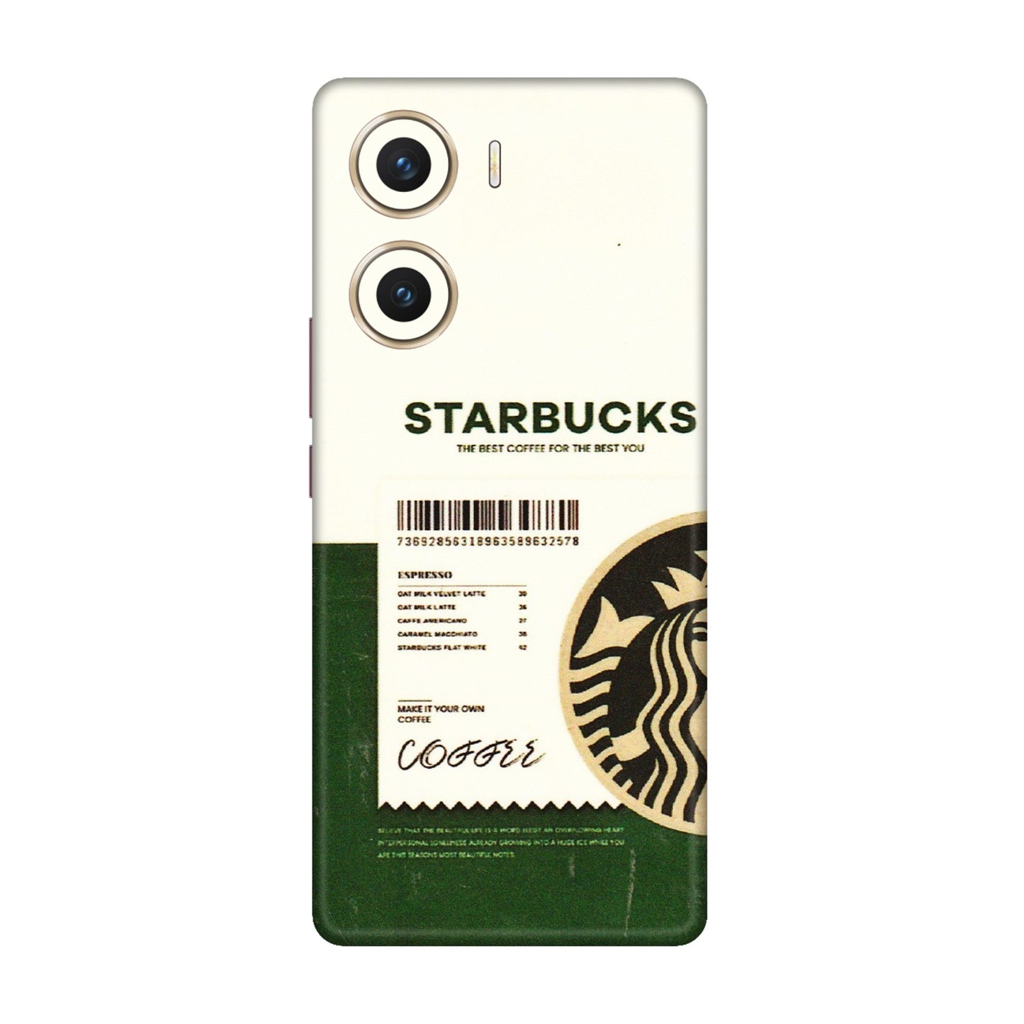 VIVO Z/V/X/T/U/S Series Phone Skins (All Models) - Starbucks Barcode - 3D Embossed Finish (L-308) Vivo V29e (5G)