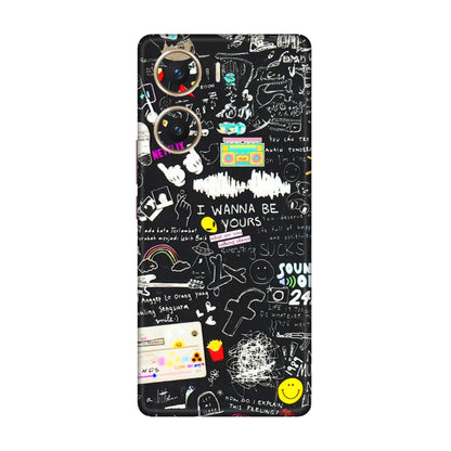 VIVO Z/V/X/T/U/S Series Phone Skins (All Models) - Black Creatives Doodles - 3D Embossed Finish (L-311) Vivo V29e (5G)