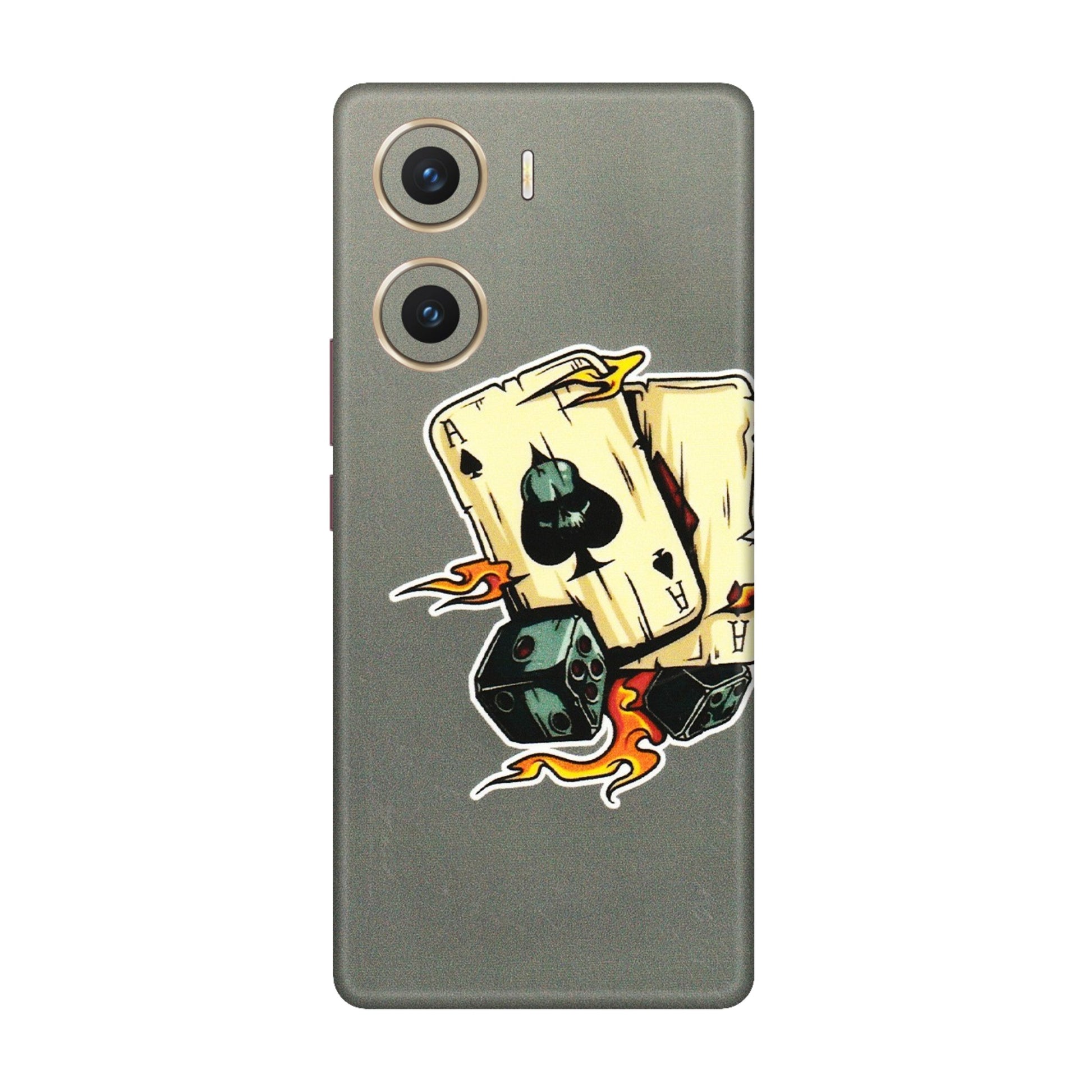 VIVO Z/V/X/T/U/S Series Phone Skins (All Models) - Grey Cards Of Ace - 3D Embossed Finish (L-77) Vivo V29e (5G)
