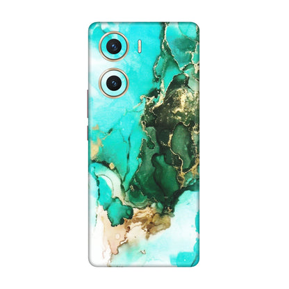 VIVO Z/V/X/T/U/S Series Phone Skins (All Models) - The Blue Gold Marble - Matte Finish (M-124) Vivo V29e (5G)