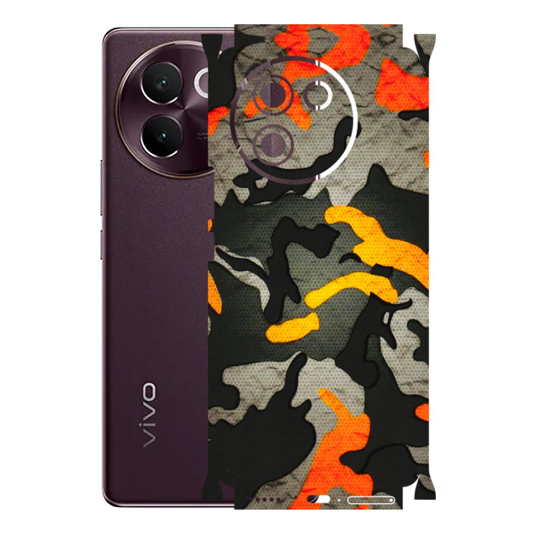 VIVO Z/V/X/T/U/S Series Phone Skins (All Models) - Orange Camouflage - 3D Embossed Finish (L-204) Vivo V30E