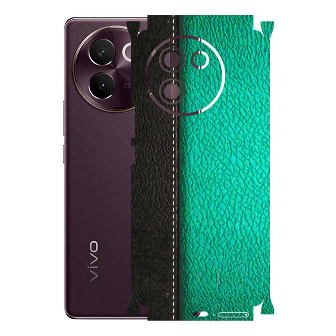 VIVO Z/V/X/T/U/S Series Phone Skins (All Models) - Black Green Dual Leather Stich - 3D Embossed Finish (L-233) Vivo V30E