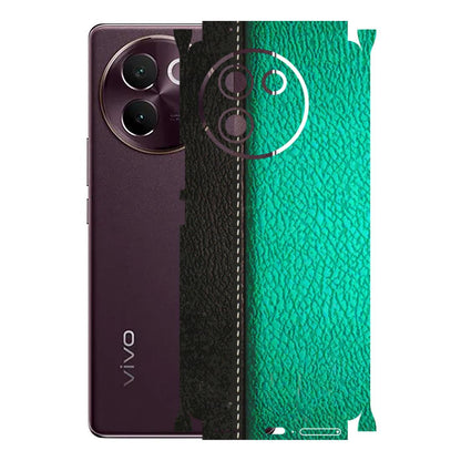 VIVO Z/V/X/T/U/S Series Phone Skins (All Models) - Black Green Dual Leather Stich - 3D Embossed Finish (L-233) Vivo V30E