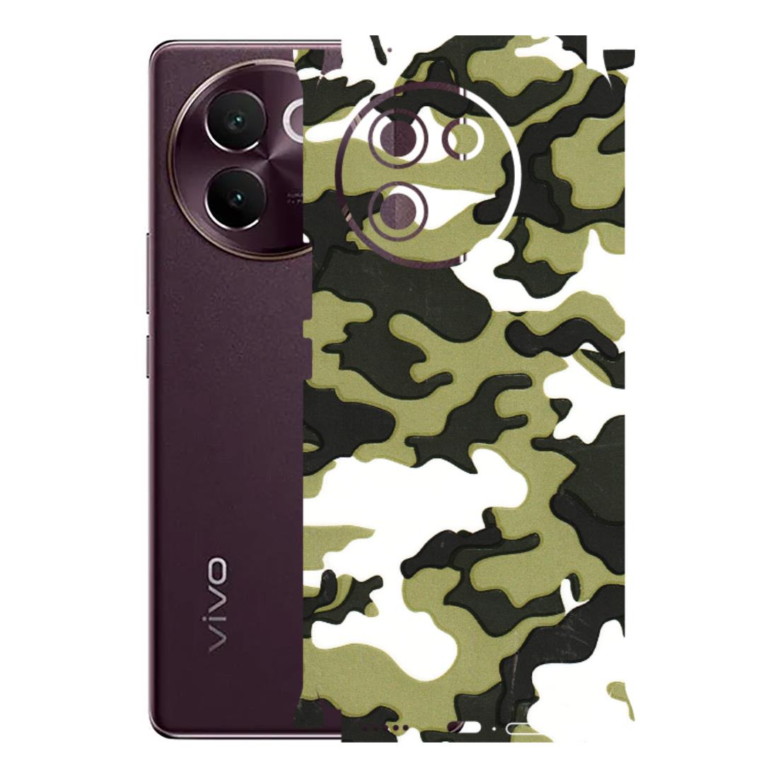 VIVO Z/V/X/T/U/S Series Phone Skins (All Models) - Camouflages White And Green - 3D Embossed Finish (L-243) Vivo V30E