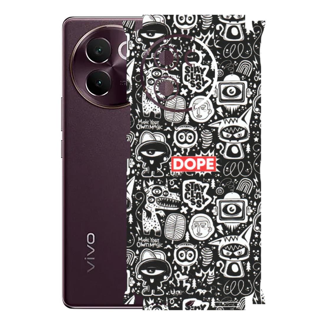 VIVO Z/V/X/T/U/S Series Phone Skins (All Models) - Dope Stay Classy Black Doodles - Matte Finish (M-126) Vivo V30E