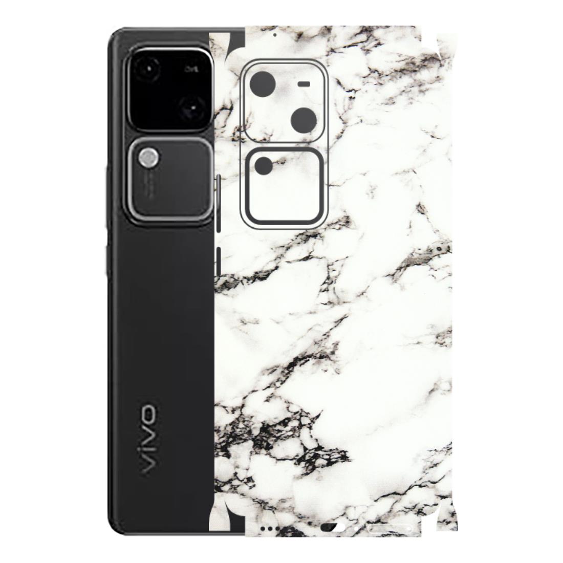 VIVO Z/V/X/T/U/S Series Phone Skins (All Models) - Black and White Marble Texture - 3D Embossed Finish (L-124) Vivo V30 5G