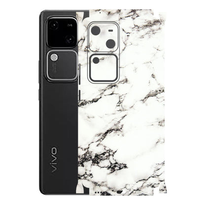 VIVO Z/V/X/T/U/S Series Phone Skins (All Models) - Black and White Marble Texture - 3D Embossed Finish (L-124) Vivo V30 5G