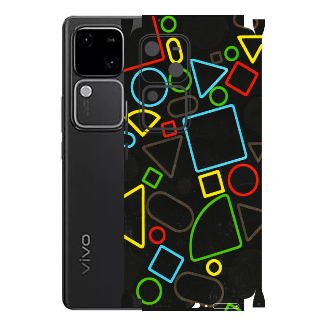 VIVO Z/V/X/T/U/S Series Phone Skins (All Models) - Black Shapes - 3D Embossed Finish (L-131) Vivo V30 5G