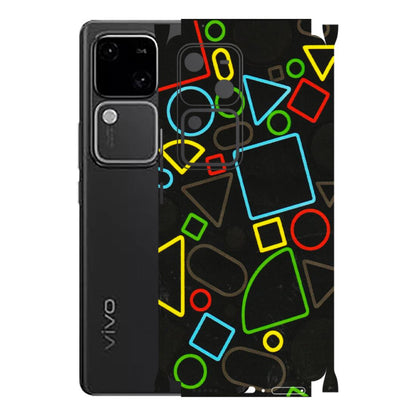 VIVO Z/V/X/T/U/S Series Phone Skins (All Models) - Black Shapes - 3D Embossed Finish (L-131) Vivo V30 5G