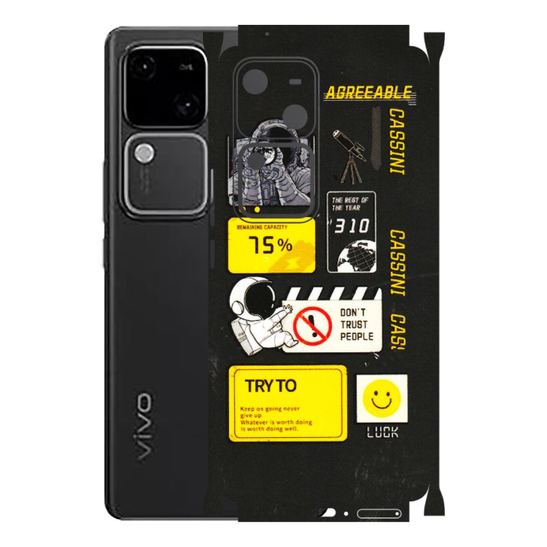 VIVO Z/V/X/T/U/S Series Phone Skins (All Models) - Black Cassini - 3D Embossed Finish (L-161) Vivo V30 5G