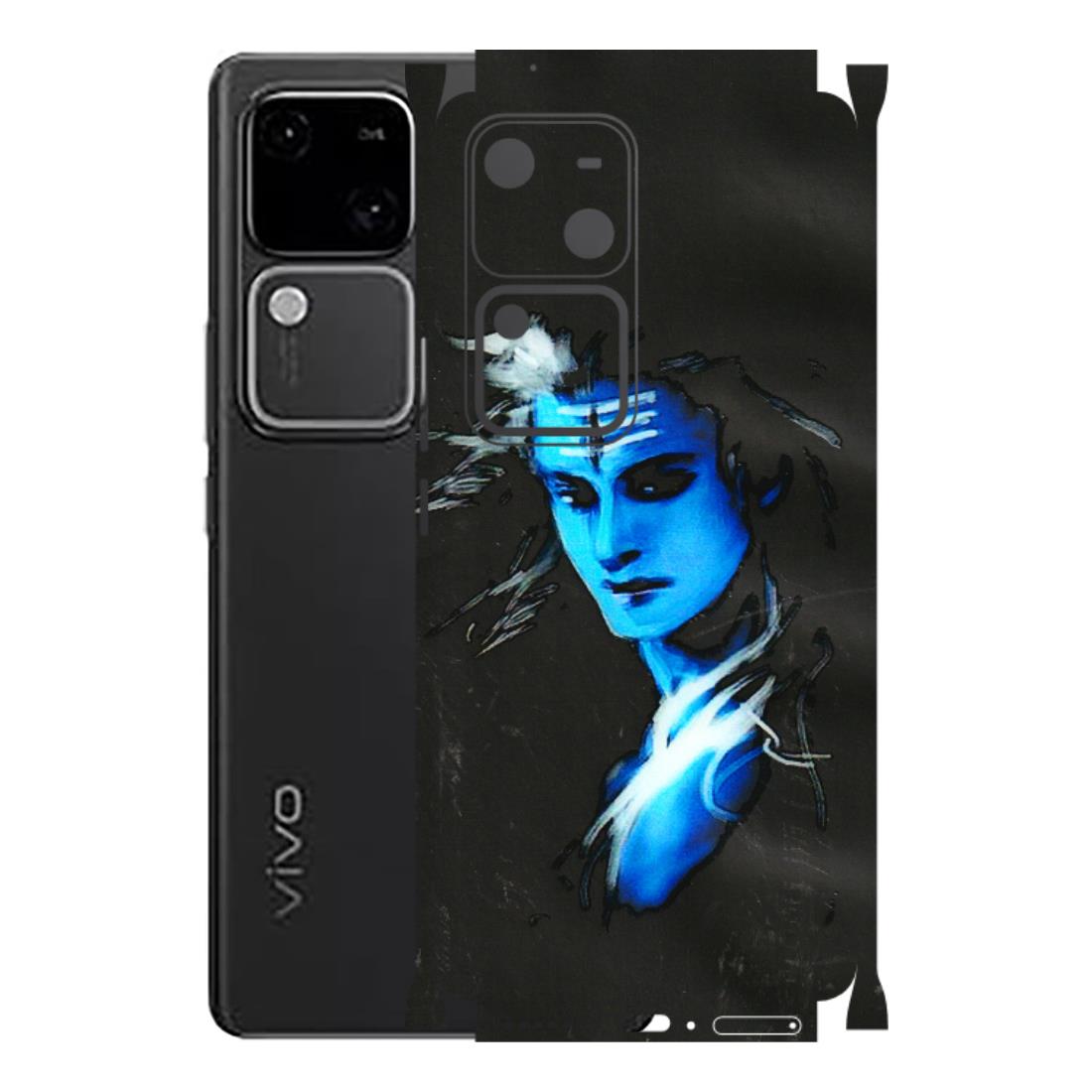 VIVO Z/V/X/T/U/S Series Phone Skins (All Models) - Har Har Mahadev Blue/Black - 3D Embossed Finish (L-185) Vivo V30 5G