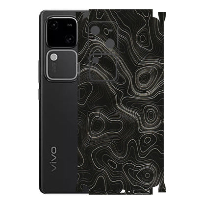 VIVO Z/V/X/T/U/S Series Phone Skins (All Models) - Black Swirl - 3D Embossed Finish (L-196) Vivo V30 5G