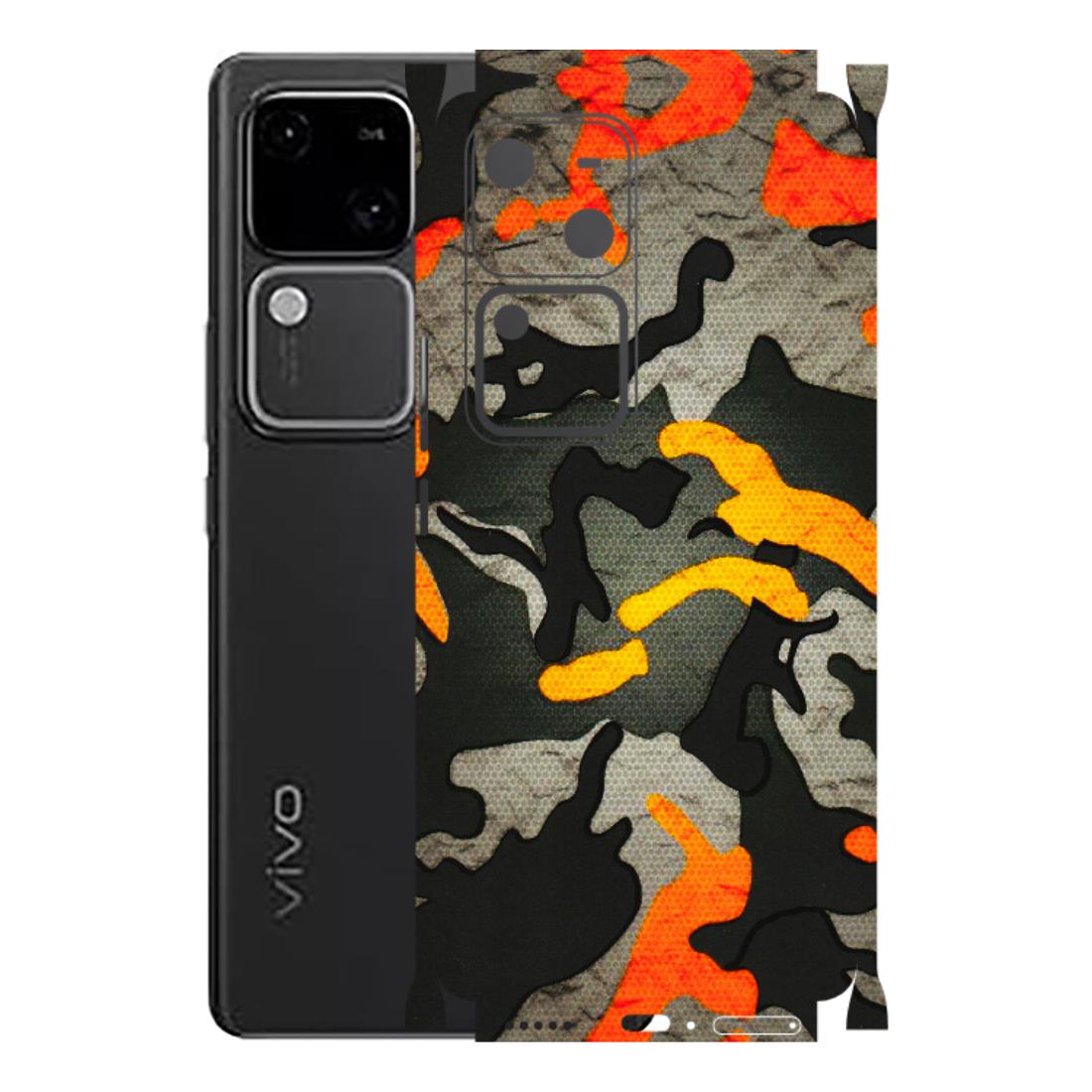 VIVO Z/V/X/T/U/S Series Phone Skins (All Models) - Orange Camouflage - 3D Embossed Finish (L-204) Vivo V30 5G
