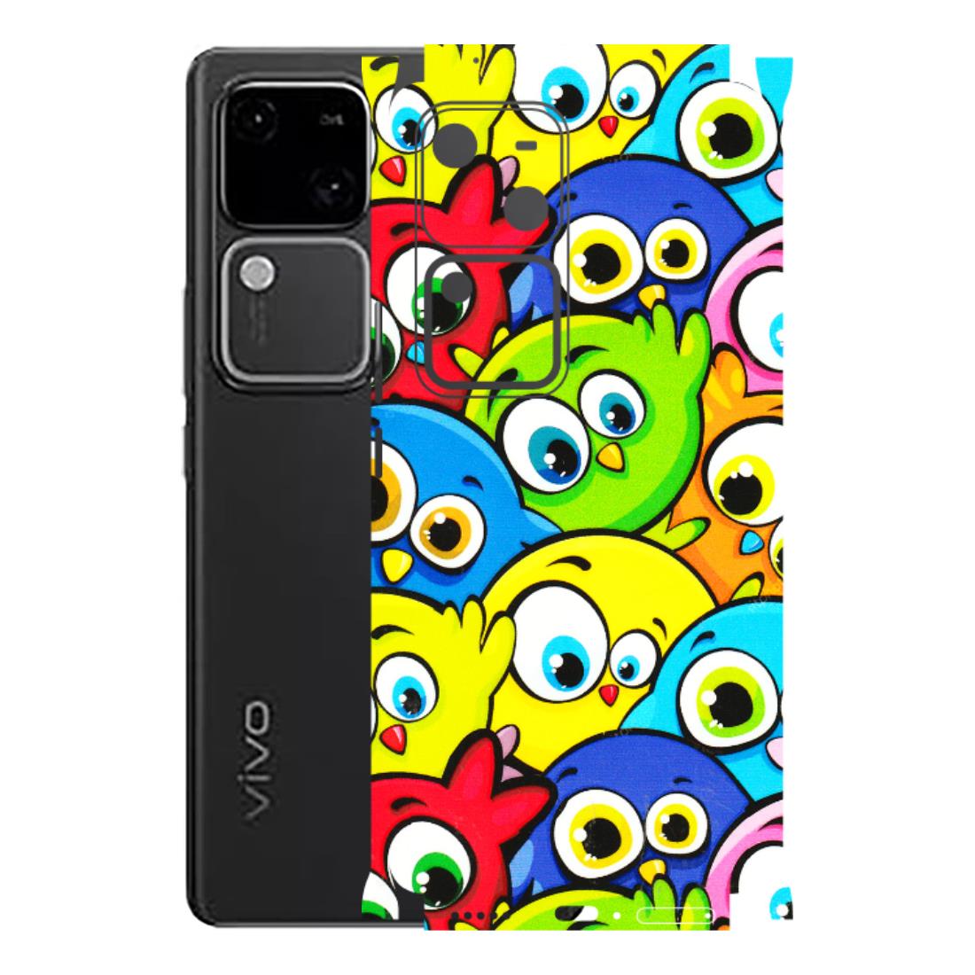 VIVO Z/V/X/T/U/S Series Phone Skins (All Models) - Cute Fluffy Birds - 3D Embossed Finish (L-213) Vivo V30 5G