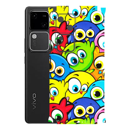 VIVO Z/V/X/T/U/S Series Phone Skins (All Models) - Cute Fluffy Birds - 3D Embossed Finish (L-213) Vivo V30 5G