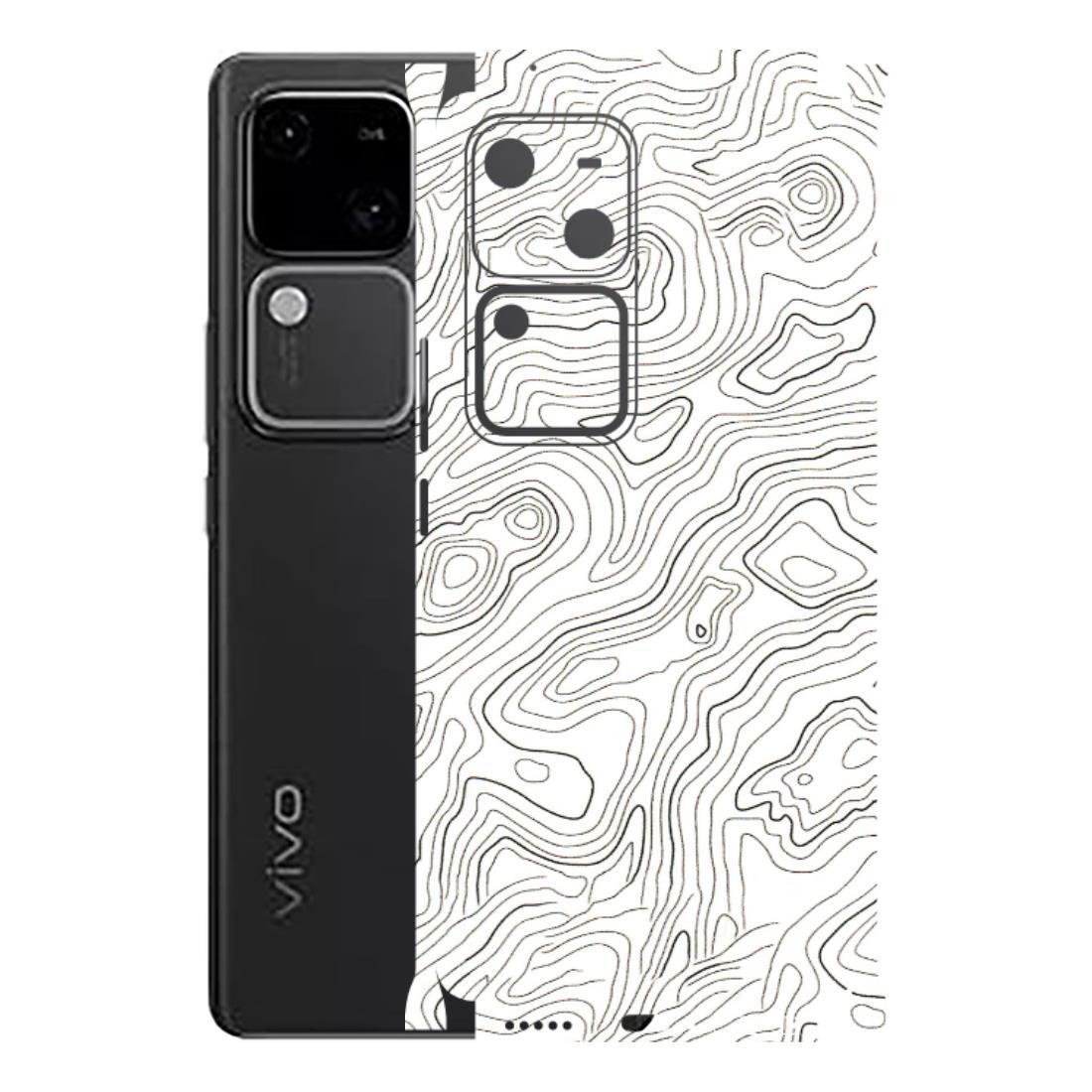 VIVO Z/V/X/T/U/S Series Phone Skins (All Models) - White Black Swirls - 3D Embossed Finish (L-219) Vivo V30 5G