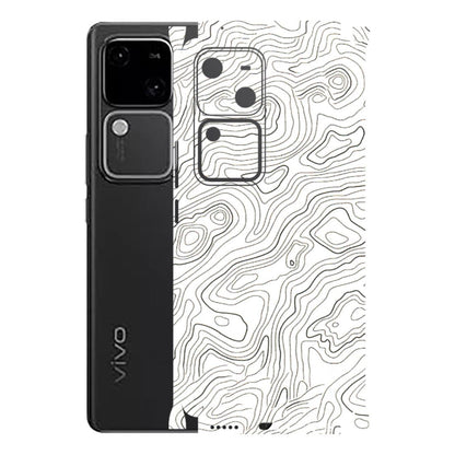 VIVO Z/V/X/T/U/S Series Phone Skins (All Models) - White Black Swirls - 3D Embossed Finish (L-219) Vivo V30 5G
