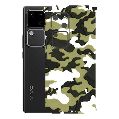 VIVO Z/V/X/T/U/S Series Phone Skins (All Models) - Camouflages White And Green - 3D Embossed Finish (L-243) Vivo V30 5G