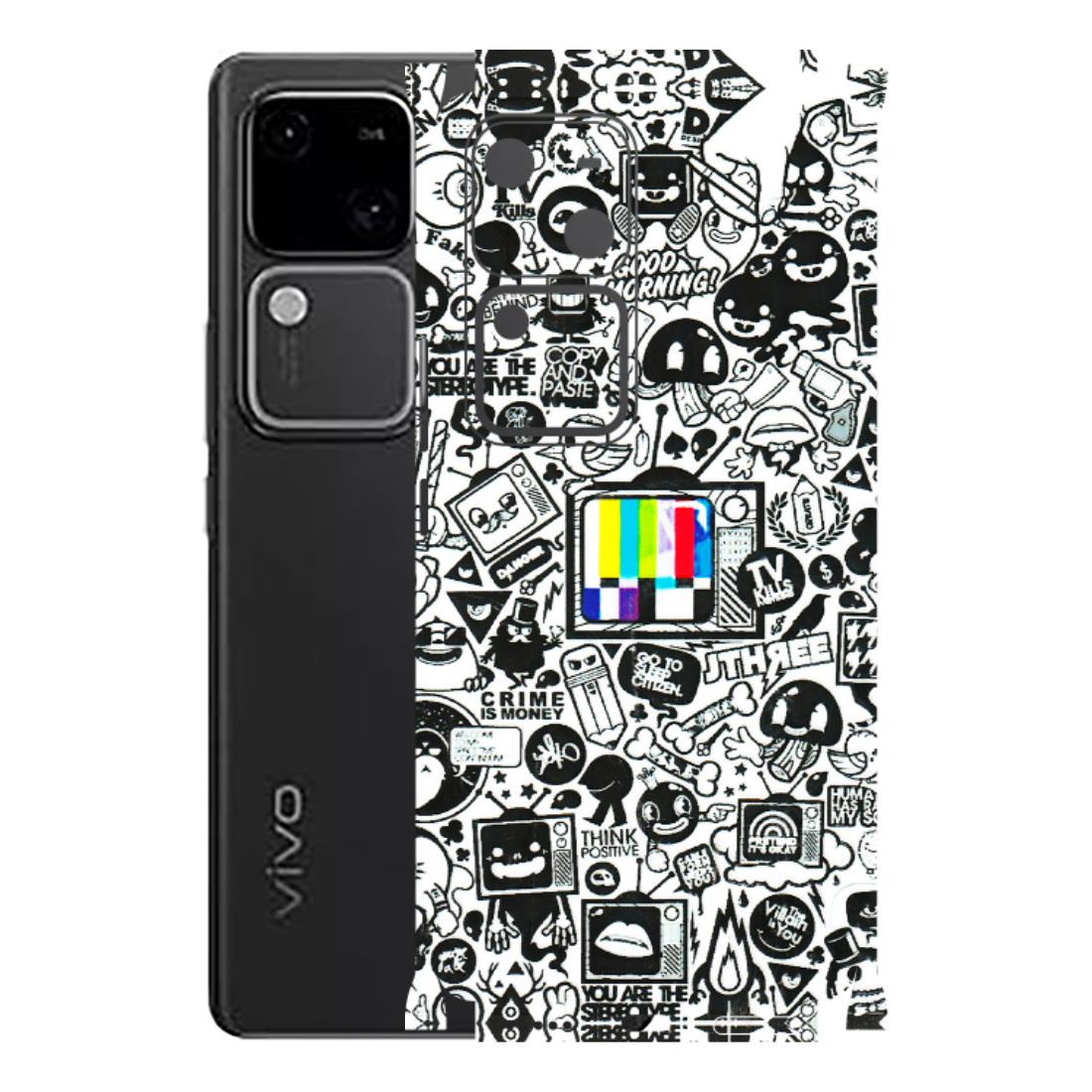 VIVO Z/V/X/T/U/S Series Phone Skins (All Models) - Doodles Positive Art - 3D Embossed Finish (L-263) Vivo V30 5G