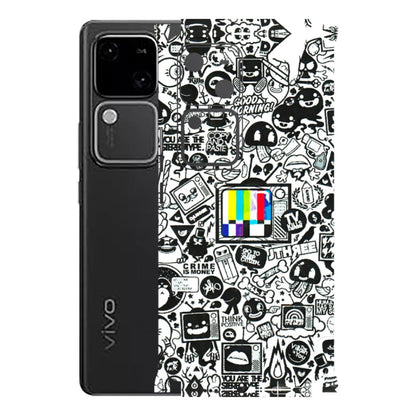 VIVO Z/V/X/T/U/S Series Phone Skins (All Models) - Doodles Positive Art - 3D Embossed Finish (L-263) Vivo V30 5G