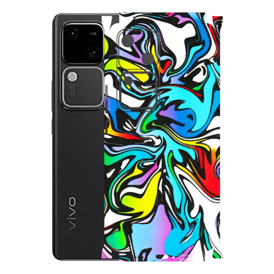 VIVO Z/V/X/T/U/S Series Phone Skins (All Models) - Abstract Colour Paints - 3D Embossed Finish (L-271) Vivo V30 5G
