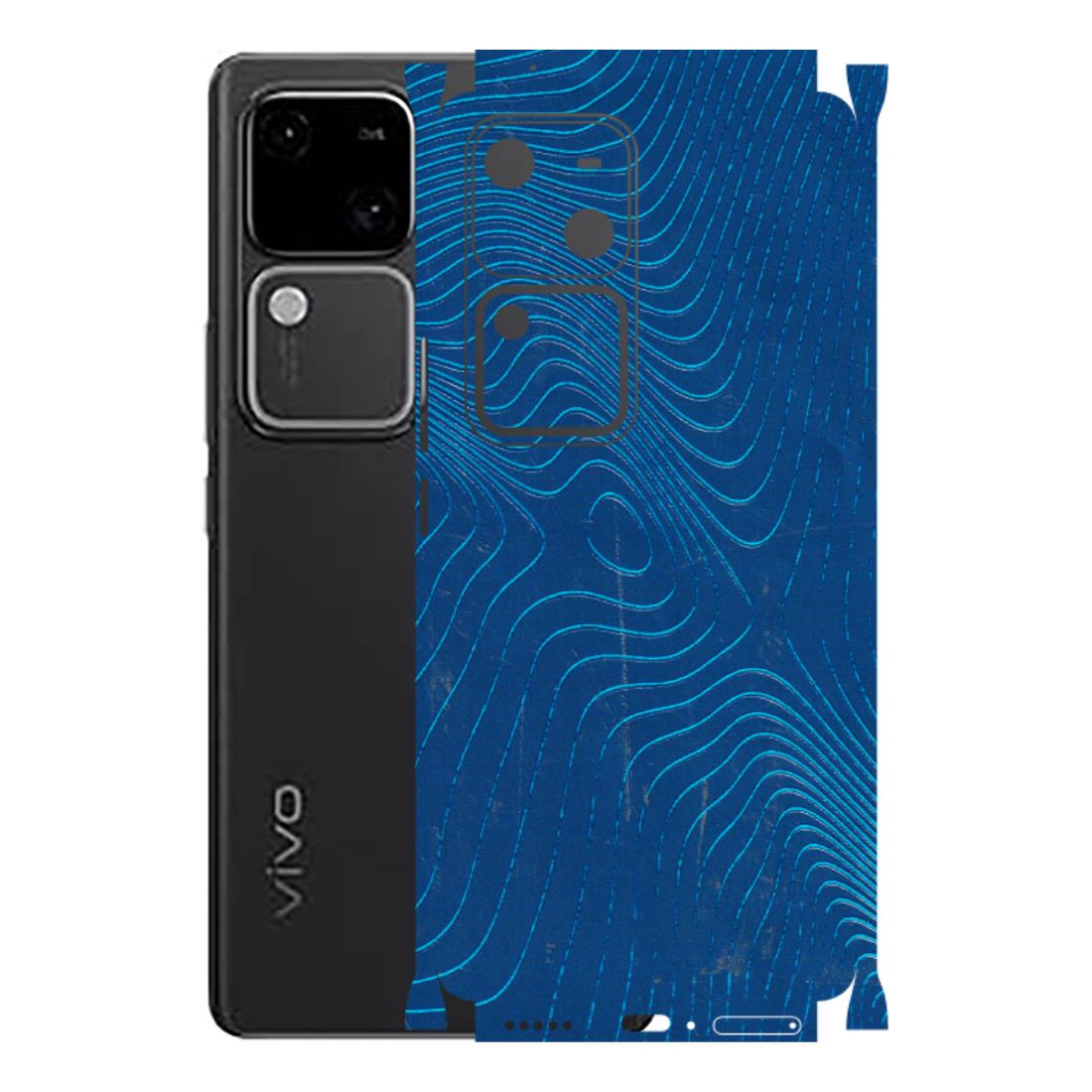 VIVO Z/V/X/T/U/S Series Phone Skins (All Models) - Abstract Blue Line Map - 3D Embossed Finish (L-272) Vivo V30 5G