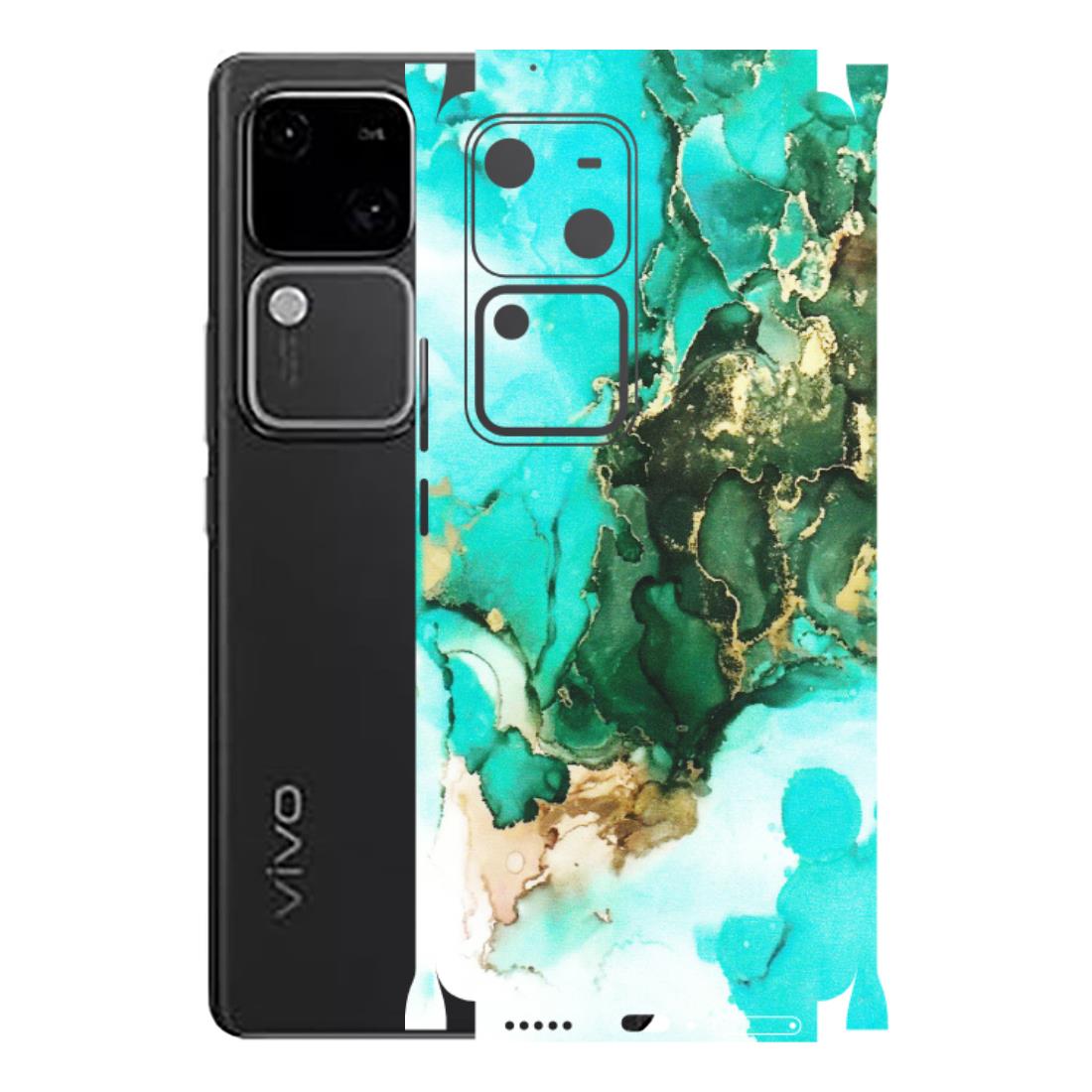VIVO Z/V/X/T/U/S Series Phone Skins (All Models) - The Blue Gold Marble - Matte Finish (M-124) Vivo V30 5G